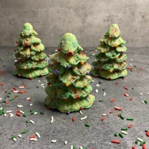 Miniature baked Christmas trees with sprinkles