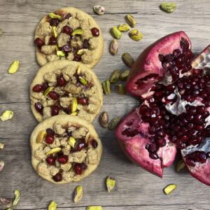 Three Pieces of Cookies With Pomegranate One