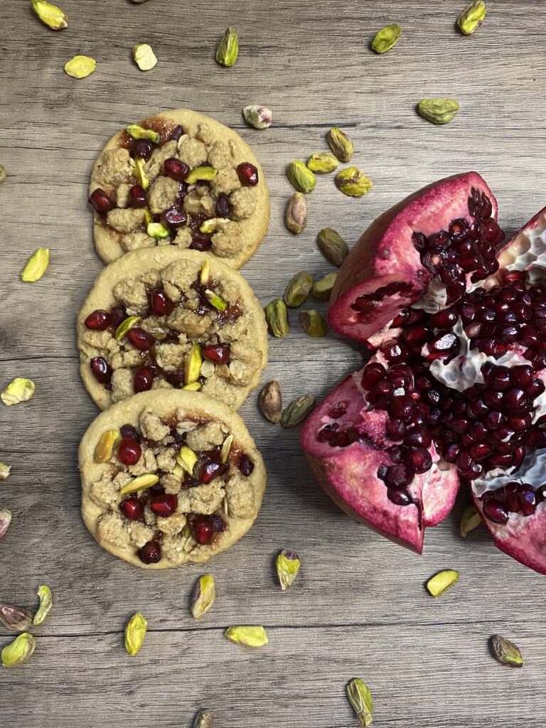 Three Pieces of Cookies With Pomegranate One