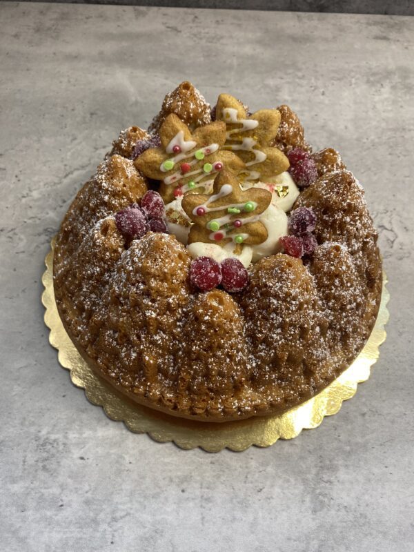 A Maple Syrup Fruit Cake on a Cake Tray