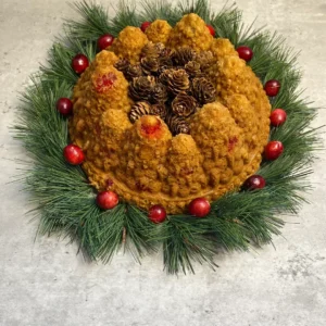 A cake with chestnuts and berries