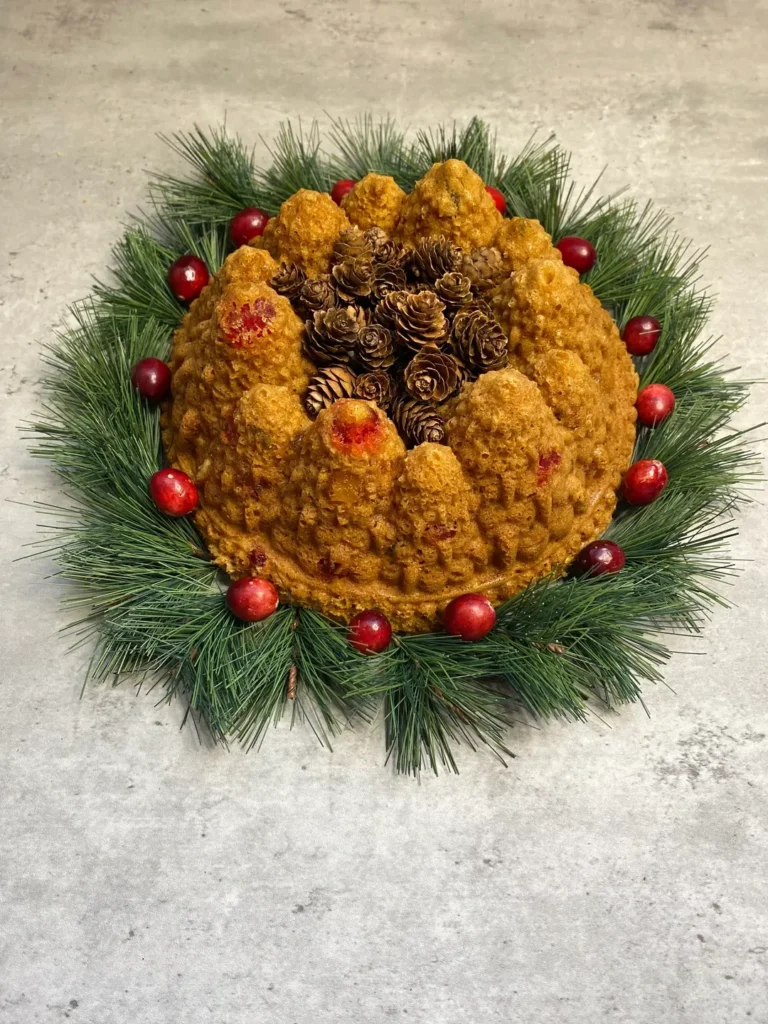 A cake with chestnuts and berries