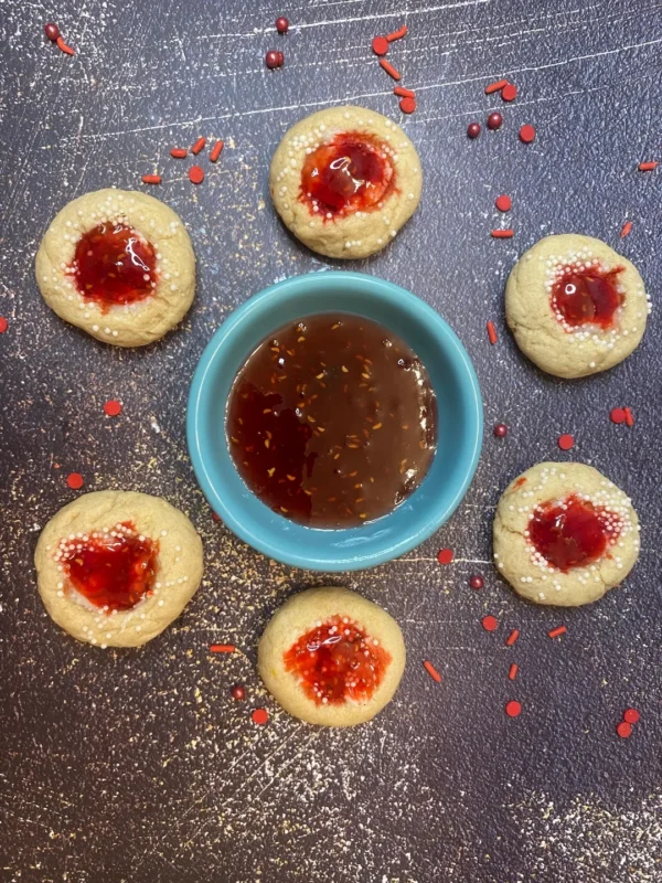 Six doughs with red fillings