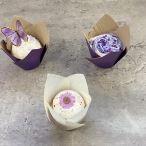 Three Cupcakes With Purple Holders Copy