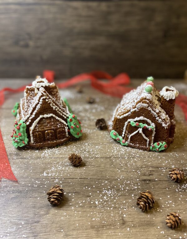 Two Mini Orange Honey Gingerbread House Cake Front One