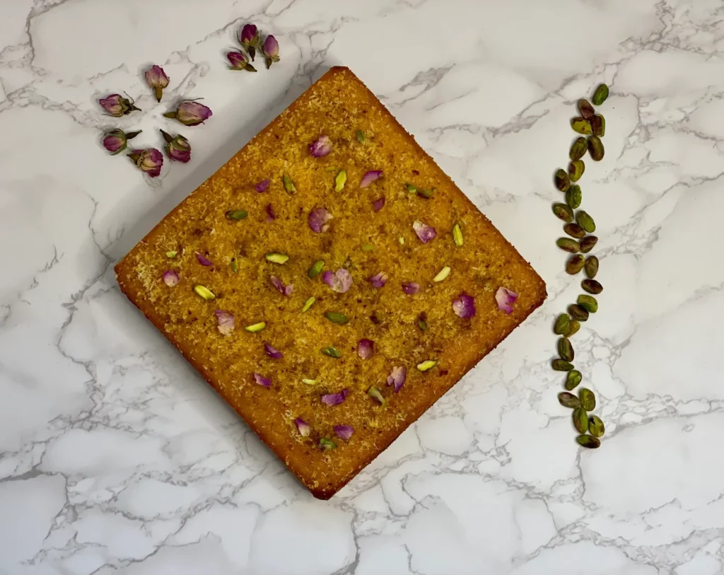 Persian Love Cake With Rose Petals and Pistachios