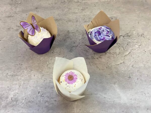 Marmalade Cupcakes with Buttercream in Violet Color